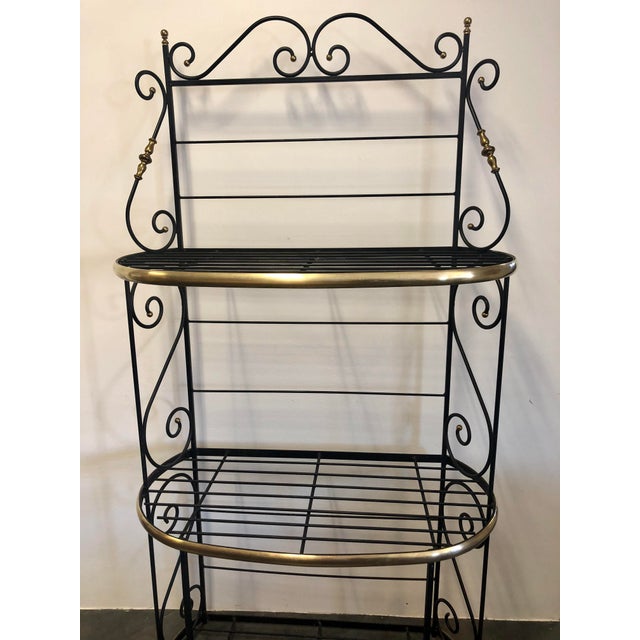 Vintage Brass and Black Wrought Iron 3 Tier Baker’s Rack Chairish