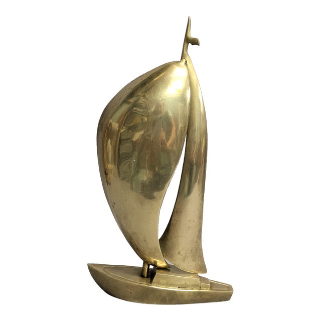 Large Vintage Brass Sailboat For Sale