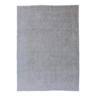 Early 20th Century All-Over Floral Design Antique Persian Khorassan Rug in Muted Shades of Cream Green and Buttery Yellow For Sale