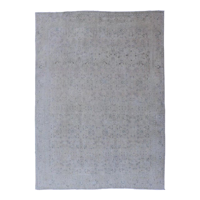 Early 20th Century All-Over Floral Design Antique Persian Khorassan Rug in Muted Shades of Cream Green and Buttery Yellow For Sale