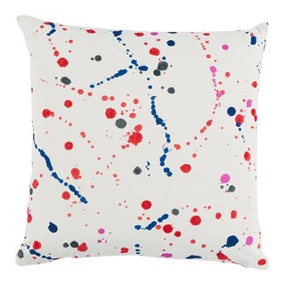 Schumacher X Poter Teleo Ink Splash 22" Pillow in Red & Blue For Sale