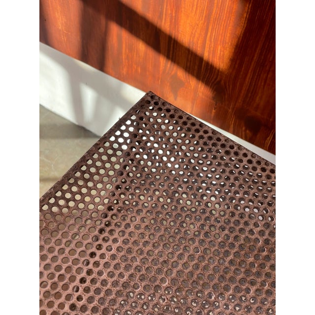 Postmodern Tall Perforated Geometric Side Table in the Style of Mathieu Matégot, C. 1980s For Sale - Image 3 of 7