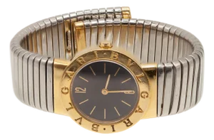 1990s Bvlgari Bulgari Tubogas 18k Gold and Stainless Steel Wristwatch