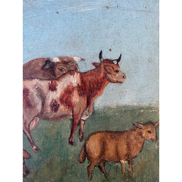 Beautiful painting on tin. Maria overlooking the barn animals. Found in Bavaria.