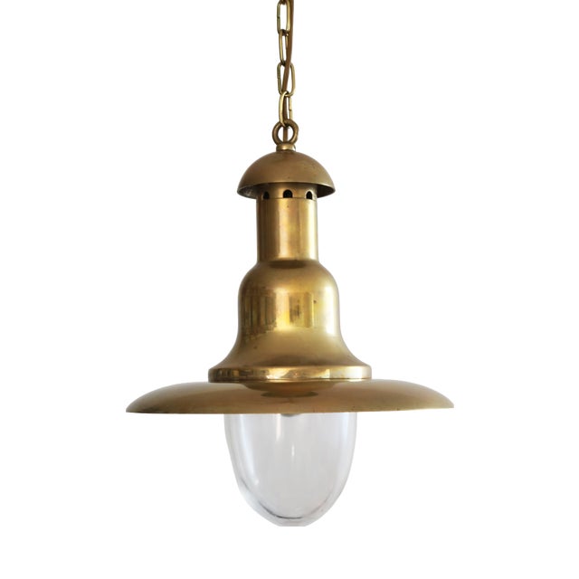 Danish Maritime Brass Pendant Lamp, 1970s For Sale