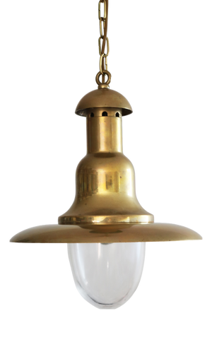 Danish Maritime Brass Pendant Lamp, 1970s