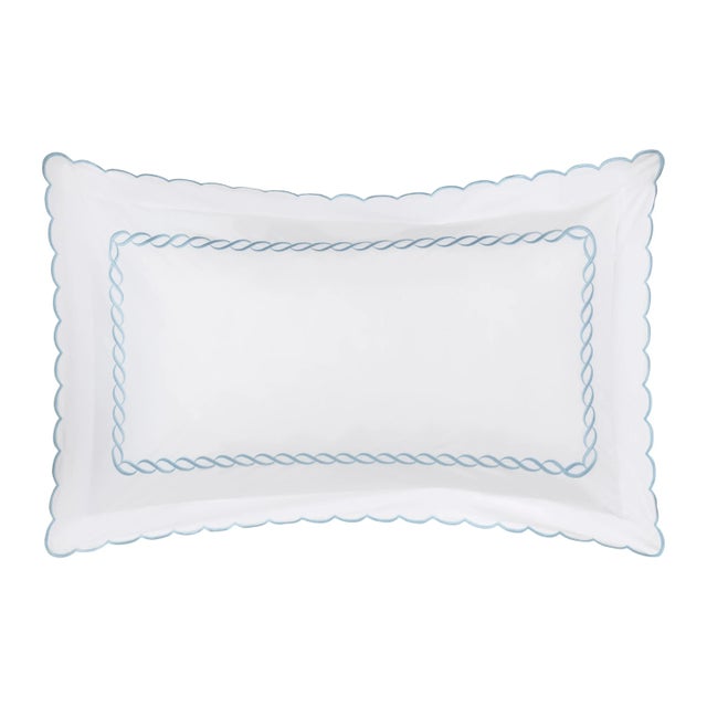 Not Yet Made - Made To Order Scalloped Chain Bedding Set, Light Blue, King - 11 Pieces For Sale - Image 5 of 9