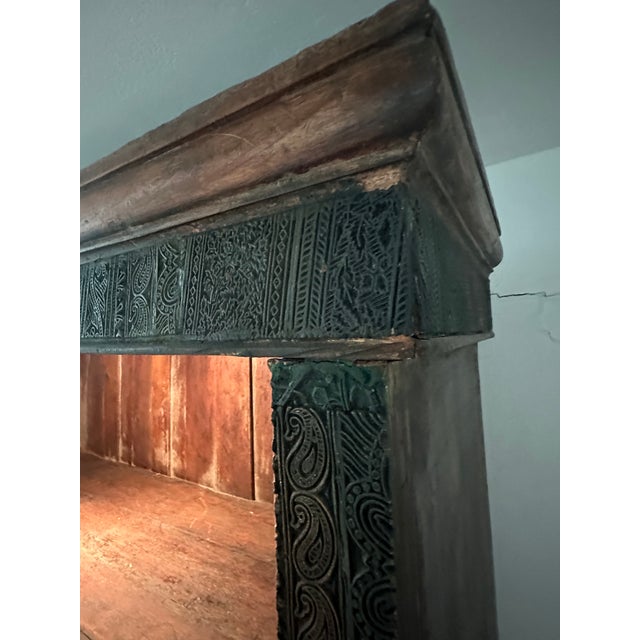 Late 20th Century Indian Hand-Carved Solid Wood Bookcase With Intricate Carved Panels For Sale - Image 13 of 13