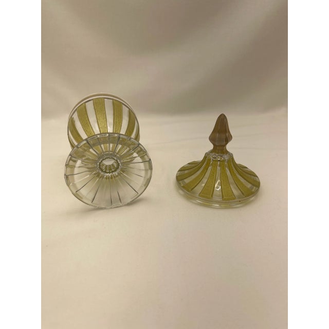 1920s 1920s Heisey Textured Yellow Ribbed Candy Jar For Sale - Image 5 of 5