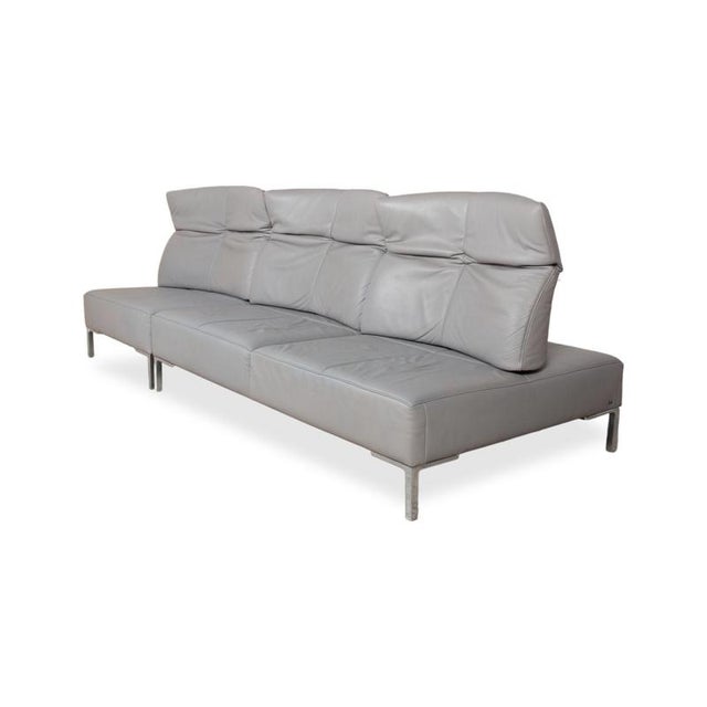 DS-112 3-Seater Sofa and Ottomans in Grey Leather from de Sede, Set of 3 For Sale - Image 9 of 18