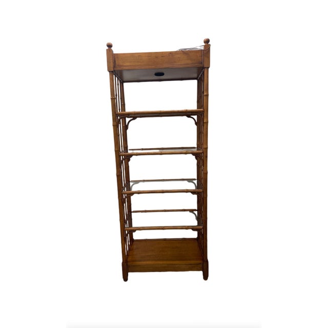 Vintage Faux Bamboo Étagère Shelving Unit – Mid-Century Boho Chic Display Shelf Description Elegant vintage faux bamboo...