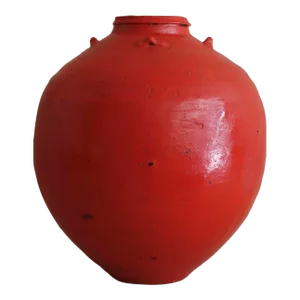 Late 19th Century Large Flame Red Qing Dynasty Ceramic Vessel