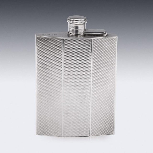 Vintage English Silver Hip Flask, Birmingham, 1948 For Sale - Image 4 of 8
