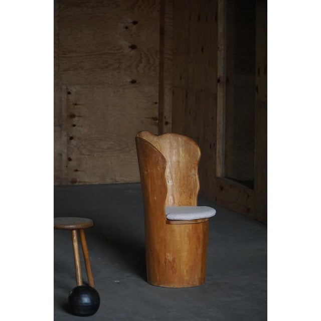 Brutalist Mid-Century Modern Brutalist Swedish Stump Chair in Pine & Bouclé, 1970s For Sale - Image 3 of 17