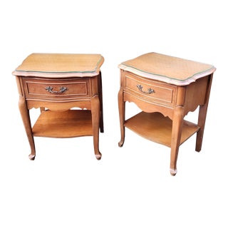 Vintage French Provincial Cherry One Drawer Nightstands - a Pair For Sale