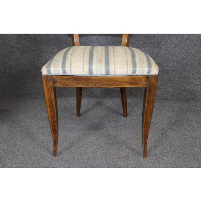 6 French Art Deco Mustache Back Dining Chairs Attributed to Jules Leleu For Sale - Image 11 of 15