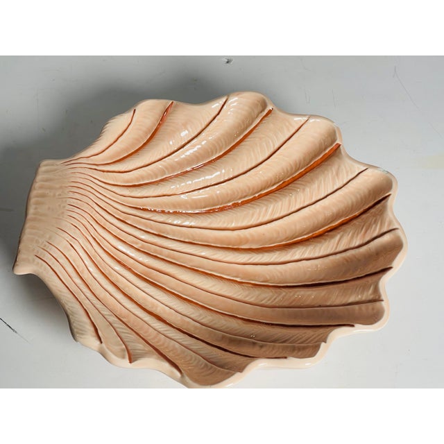 Vintage Shell shaped ceramic decorative bowl handmade and signed.