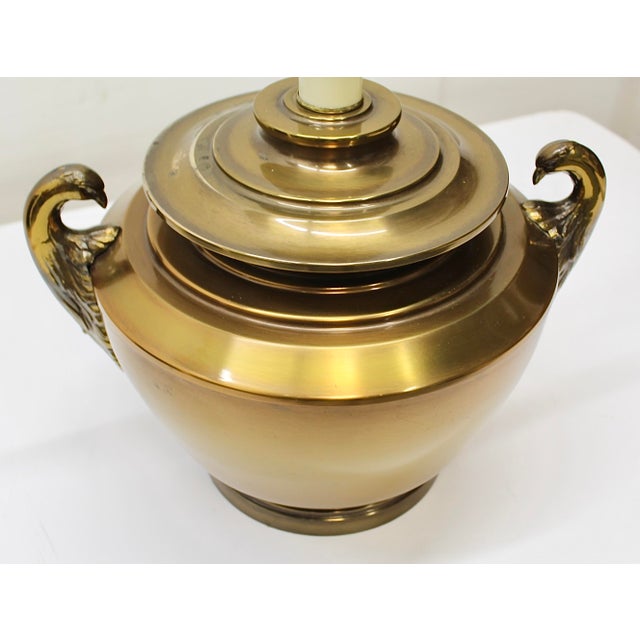 1960s Brass Swan Ginger Jar Table Lamp For Sale - Image 5 of 6