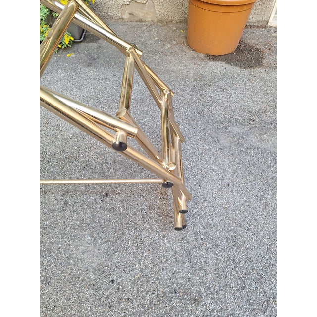 Console Table in Brass-Plated Aluminum andd Glass Top by Fedele Papagni for Leonardo Da Vinci, 1990s For Sale - Image 13 of 18