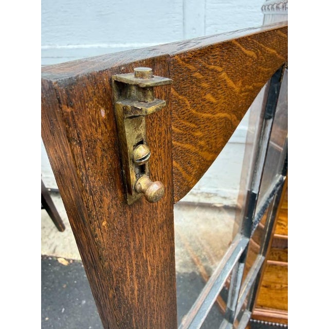 Antique Early 20th Century Mission Style Oak Display Cabinet/ Bookcase For Sale - Image 11 of 18