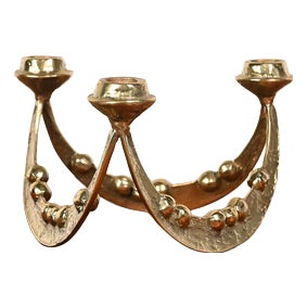 Brass Candleholder by Tanini For Sale