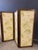 Vintage 4-panel room divider with wooden frame and double-sided fabric in light green. Dimensions: H 36” x W 56” x 2”d....