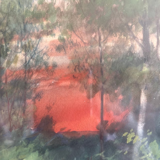 Early 20th Century Beech Woods by John Elwood Bundy Framed Watercolor For Sale - Image 10 of 11