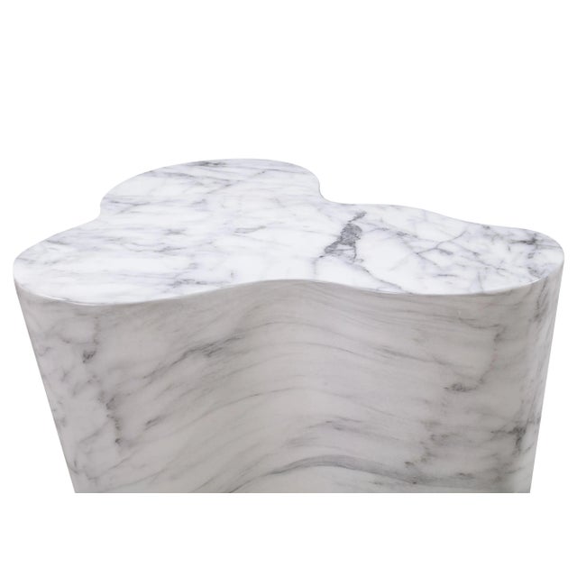 Slab Marble Concrete Tall Side Table For Sale - Image 4 of 8