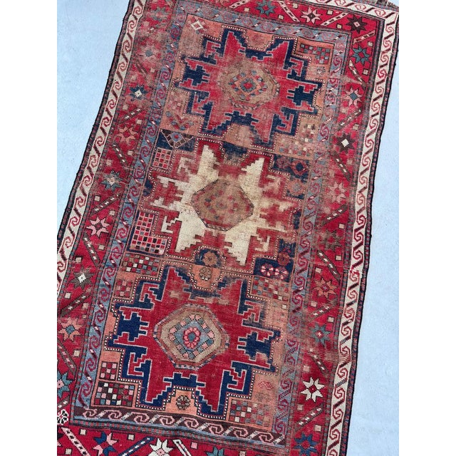 Antique Caucasian Leshgi Star KubaDagastan Region Rug 3 x 4 For Sale - Image 4 of 8