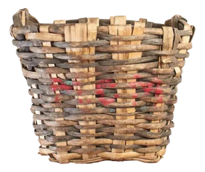 large Vintage Portuguese Grape Harvest Log Basket, 1950s