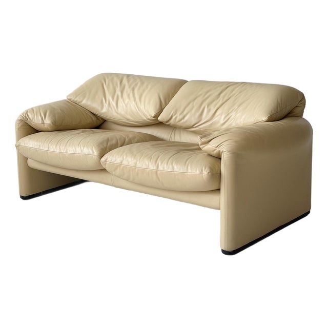 1980s Leather Maralunga Sofa by Vico Magistretti for Cassina For Sale