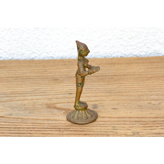 Soulful Miniature Bronze Painted Apsara For Sale In Los Angeles - Image 6 of 9