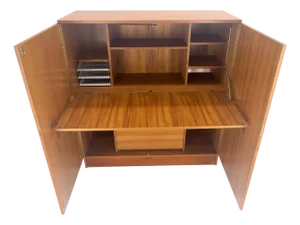 Danish Teak Mid Century Modern Drop Front Secretary Box Desk Cabinet MINT