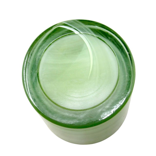 Green Sea Glasbruk "Candy" Vase in Green and White Glass For Sale - Image 8 of 8