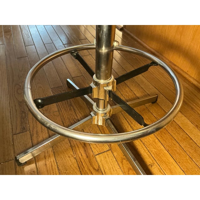 Metal 1970s Vintage Chrome and Cognac Vinyl Swivel Bar Stools - A Pair For Sale - Image 7 of 7