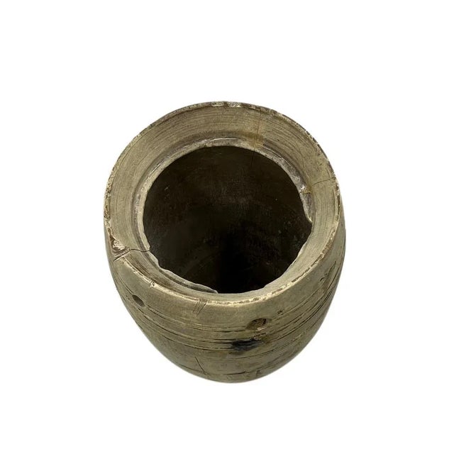 1950s Vintage Indian Wood Vessel For Sale - Image 5 of 5