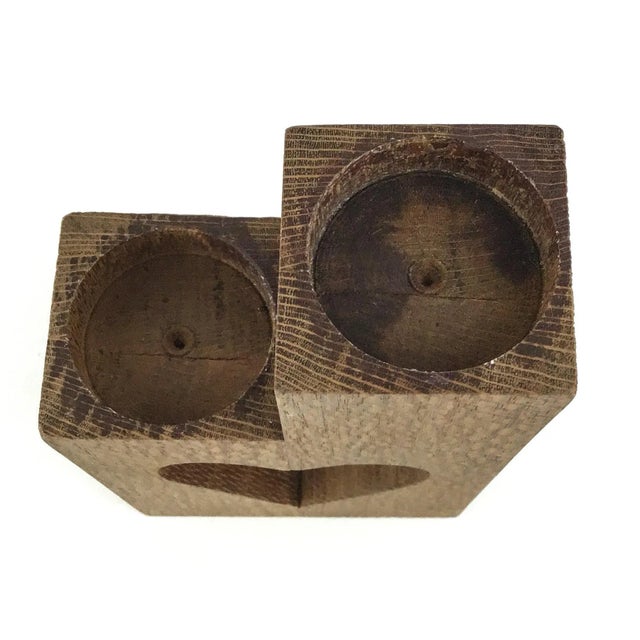 1980s Lacewood Hand Carved Artisan Candle Holder For Sale - Image 5 of 10