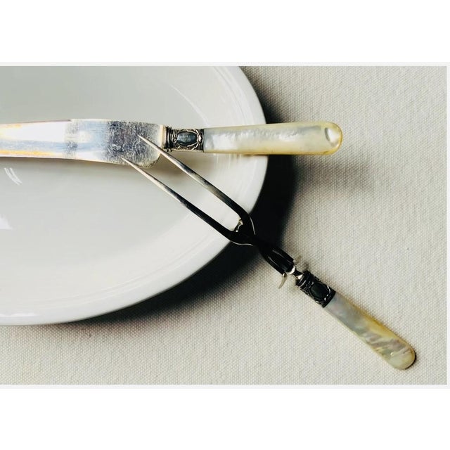 1900 Sterling Silver & Mother-of-Pearl Carving Set - 3 pcs For Sale - Image 15 of 17