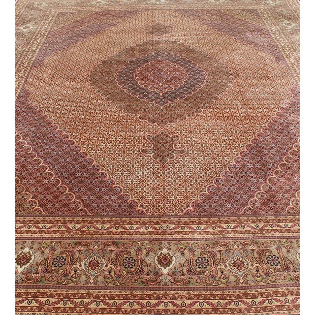 Textile Vintage Persian Tabriz Rug With Diamond Medallion Design in Rich Burgundy For Sale - Image 7 of 11