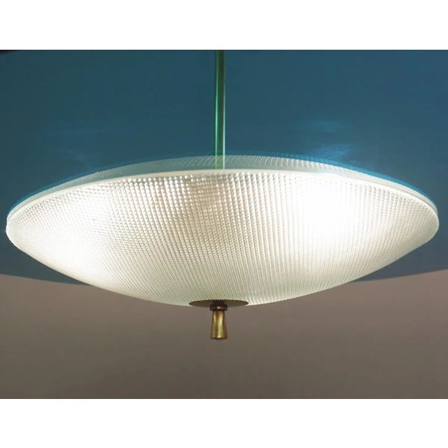Saucer Shaped Chandelier in the Style Fontana Arte, Italy, 1960s For Sale - Image 3 of 10