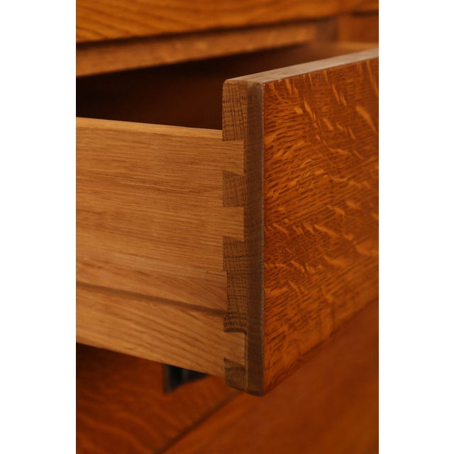 1990s Stickley Mission Collection Oak High Chest Of Drawers For Sale - Image 5 of 18
