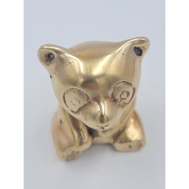 Mid 20th Century Seated Mid 20th Century Solid Brass Panda Figurine For Sale - Image 5 of 12