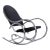 Sculptural Chrome and Black Velour Rocking Chair in the style of Milo Baughman, 1970s For Sale