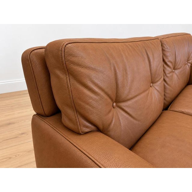 1960s Mid-Century Modern Scandinavian Two-Seater Cognac Leather Sofa, 1960s For Sale - Image 5 of 11