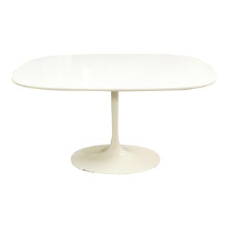 Mid Century Modern Saarinen Style Rectangular White Tulip Dining Table For Sale