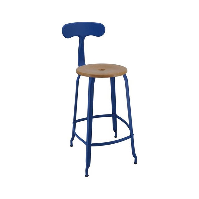 Contemporary Nicolle French Metal Chair with Wood Seat For Sale - Image 5 of 5