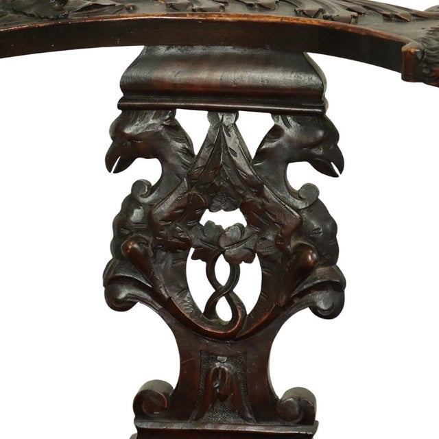 Antique Italian Oak Corner Chair, 1890s For Sale - Image 4 of 18