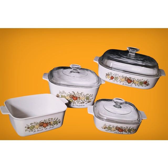Mid-Century Modern Vintage "Spice of Life" by Corning Bake/Serve Ware - Set of 4 For Sale - Image 3 of 12