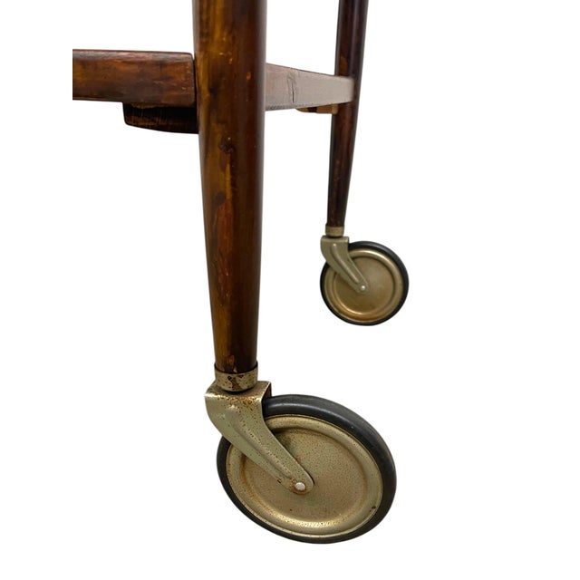 Vintage Mid-Century Modern Rolling Bar Cart With Drawer For Sale - Image 9 of 10