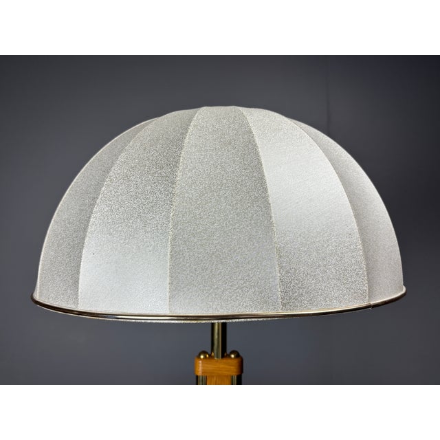 Mid-Century Austrian Hollywood Regency Oak and Brass Table Lamp with Mushroom Shade, 1960s For Sale - Image 15 of 17